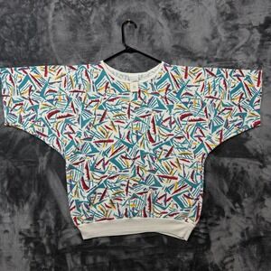 Beeline Fashions Sweatshirt Womens P Multi Excellent 80s Abstract Dolman Sleeve